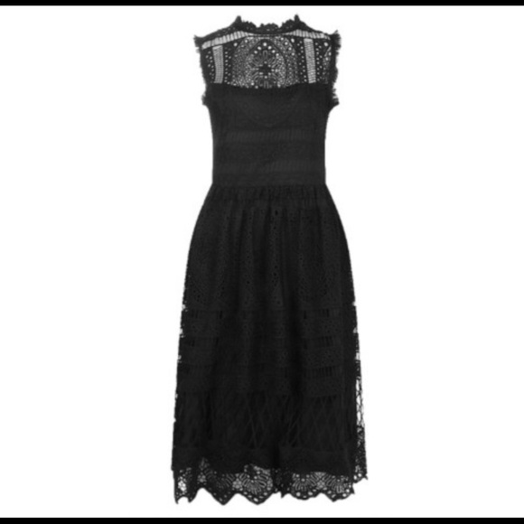 (Sold) boohoo Crochet High Neck Midi Dress Black 4 - Picture 7 of 11